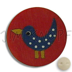 Jim Knopf Wood button birds 16mm Rot