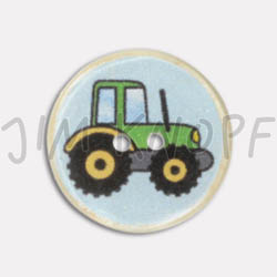 Jim Knopf Resin button with tractor motiv Grün